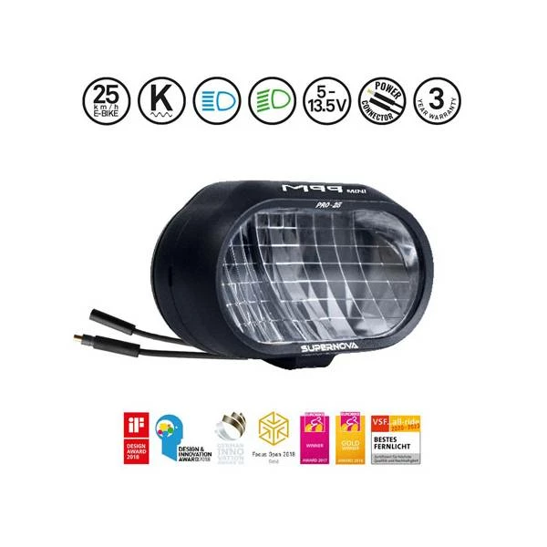 Supernova M99 Mini Pro-25 Koplamp LED E-Bike - Zwart 3 Supernova M99 Mini Pro-25 Koplamp LED E-Bike - Zwart